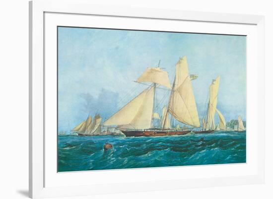 Yachting, Scene off Cowes Isle of Wight-Thomas Sewell Robins-Framed Art Print