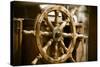 Yachting. Ship Wooden Steering Wheel. Sailboat Detail.-Voy-Stretched Canvas