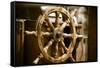 Yachting. Ship Wooden Steering Wheel. Sailboat Detail.-Voy-Framed Stretched Canvas