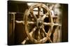 Yachting. Ship Wooden Steering Wheel. Sailboat Detail.-Voy-Stretched Canvas