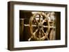 Yachting. Ship Wooden Steering Wheel. Sailboat Detail.-Voy-Framed Photographic Print