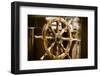 Yachting. Ship Wooden Steering Wheel. Sailboat Detail.-Voy-Framed Photographic Print