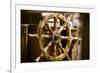 Yachting. Ship Wooden Steering Wheel. Sailboat Detail.-Voy-Framed Photographic Print