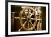 Yachting. Ship Wooden Steering Wheel. Sailboat Detail.-Voy-Framed Photographic Print