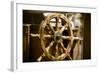 Yachting. Ship Wooden Steering Wheel. Sailboat Detail.-Voy-Framed Photographic Print