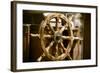 Yachting. Ship Wooden Steering Wheel. Sailboat Detail.-Voy-Framed Photographic Print