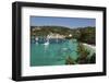 Yachts anchored in bay, Lakka, Paxos, Ionian Islands, Greek Islands, Greece, Europe-Stuart Black-Framed Photographic Print