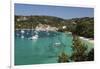 Yachts anchored in bay, Lakka, Paxos, Ionian Islands, Greek Islands, Greece, Europe-Stuart Black-Framed Photographic Print