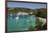 Yachts anchored in bay, Lakka, Paxos, Ionian Islands, Greek Islands, Greece, Europe-Stuart Black-Framed Photographic Print