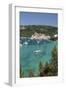 Yachts anchored in bay, Lakka, Paxos, Ionian Islands, Greek Islands, Greece, Europe-Stuart Black-Framed Photographic Print