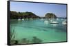 Yachts anchored in bay, Lakka, Paxos, Ionian Islands, Greek Islands, Greece, Europe-Stuart Black-Framed Stretched Canvas