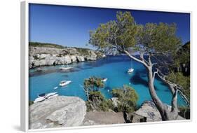 Yachts Anchored in Cove, Cala Macarella, Near Cala Galdana-Stuart Black-Framed Photographic Print