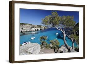 Yachts Anchored in Cove, Cala Macarella, Near Cala Galdana-Stuart Black-Framed Photographic Print