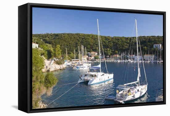 Yachts at Anchor in the Pretty Harbour, Kioni, Ithaca (Ithaki)-Ruth Tomlinson-Framed Stretched Canvas