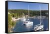 Yachts at Anchor in the Pretty Harbour, Kioni, Ithaca (Ithaki)-Ruth Tomlinson-Framed Stretched Canvas