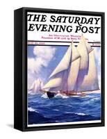 "Yachts at Sea," Saturday Evening Post Cover, May 20, 1933-Anton Otto Fischer-Framed Stretched Canvas