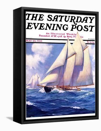 "Yachts at Sea," Saturday Evening Post Cover, May 20, 1933-Anton Otto Fischer-Framed Stretched Canvas