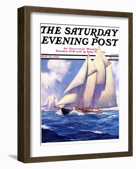 "Yachts at Sea," Saturday Evening Post Cover, May 20, 1933-Anton Otto Fischer-Framed Giclee Print