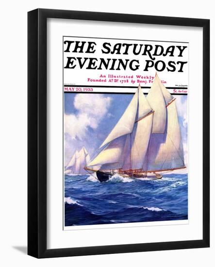 "Yachts at Sea," Saturday Evening Post Cover, May 20, 1933-Anton Otto Fischer-Framed Giclee Print