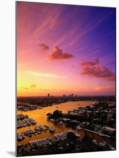 Yachts in Marina at Sunset, Ft. Lauderdale, FL-Walter Bibikow-Mounted Premium Photographic Print