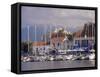 Yachts in the Harbour, Fiscardo, Cephalonia, Ionian Islands, Greece-Jonathan Hodson-Framed Stretched Canvas