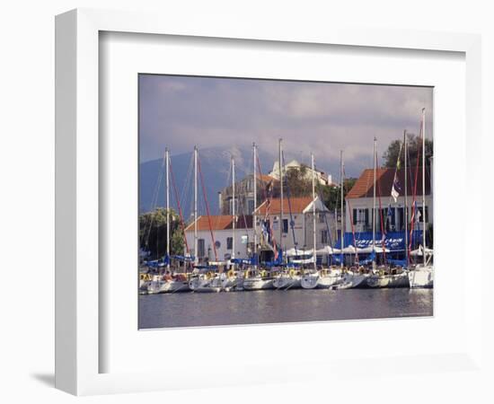 Yachts in the Harbour, Fiscardo, Cephalonia, Ionian Islands, Greece-Jonathan Hodson-Framed Photographic Print