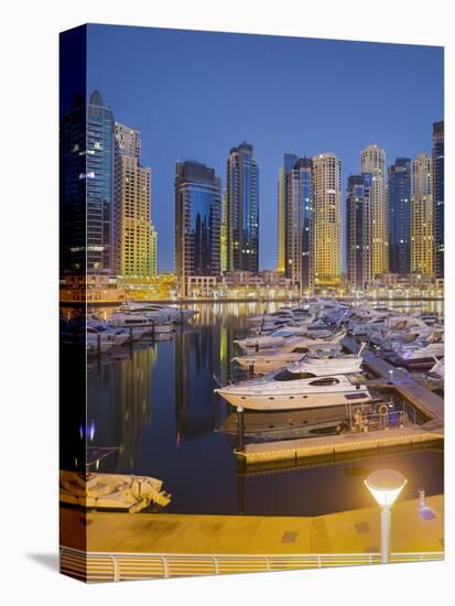 Yachts in the Harbour of Dubai Marina, High Rises, Dubai, United Arab Emirates-Rainer Mirau-Stretched Canvas