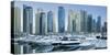 Yachts in the Harbour of Dubai Marina, High Rises, Dubai, United Arab Emirates-Rainer Mirau-Stretched Canvas