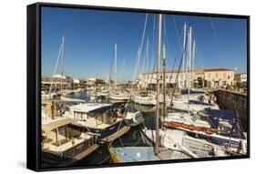 Yachts moored at the Quai de Bernonville in this north coast town, Saint Martin de Re, Ile de Re, C-Robert Francis-Framed Stretched Canvas