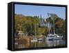 Yachts Moored in Rockport Harbour, Maine, United States of America, North America-Neale Clarke-Framed Stretched Canvas