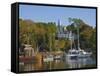 Yachts Moored in Rockport Harbour, Maine, United States of America, North America-Neale Clarke-Framed Stretched Canvas