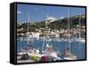 Yachts Moored in the Harbour, Rab Town, Island of Rab, Primorje-Gorski Kotar, Croatia, Europe-Ruth Tomlinson-Framed Stretched Canvas