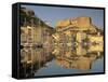 Yachts Moored in the Harbour, with the Citadel Behind, Bonifacio, Corsica, (France)-Michael Busselle-Framed Stretched Canvas