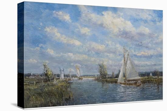 Yachts on the River Ant - Norfolk Broads, 2008-John Sutton-Stretched Canvas