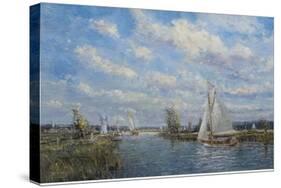 Yachts on the River Ant - Norfolk Broads, 2008-John Sutton-Stretched Canvas