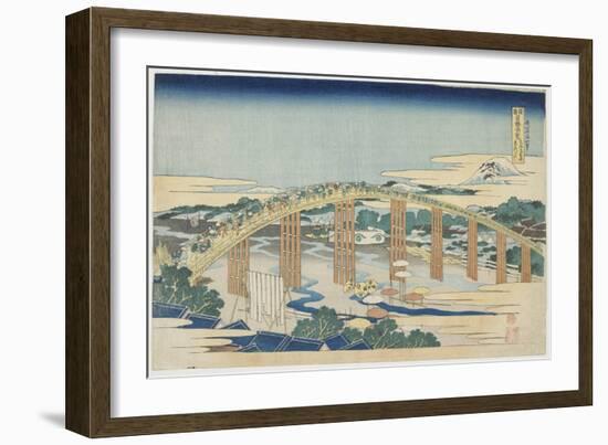 Yahagi Bridge at Okazaki on the Tokaido, 1833-1834-Katsushika Hokusai-Framed Giclee Print