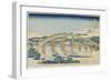 Yahagi Bridge at Okazaki on the Tokaido, 1833-1834-Katsushika Hokusai-Framed Giclee Print