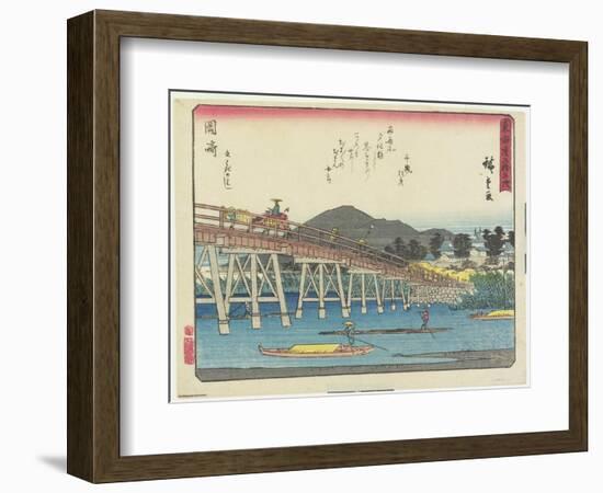 Yahagi Bridge in Okazaki, 1837-1844-Utagawa Hiroshige-Framed Giclee Print