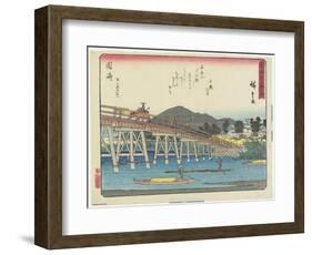 Yahagi Bridge in Okazaki, 1837-1844-Utagawa Hiroshige-Framed Giclee Print