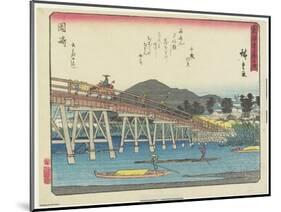 Yahagi Bridge in Okazaki, 1837-1844-Utagawa Hiroshige-Mounted Giclee Print