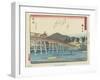 Yahagi Bridge in Okazaki, 1837-1844-Utagawa Hiroshige-Framed Giclee Print