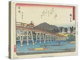 Yahagi Bridge in Okazaki, 1837-1844-Utagawa Hiroshige-Stretched Canvas