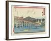 Yahagi Bridge in Okazaki, 1837-1844-Utagawa Hiroshige-Framed Giclee Print