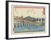 Yahagi Bridge in Okazaki, 1837-1844-Utagawa Hiroshige-Framed Giclee Print