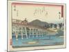 Yahagi Bridge in Okazaki, 1837-1844-Utagawa Hiroshige-Mounted Giclee Print