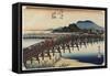 Yahagi Bridge, Okazaki, C. 1833-Utagawa Hiroshige-Framed Stretched Canvas