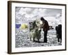 Yak and Sherpa, Nepal-Michael Brown-Framed Photographic Print