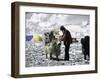 Yak and Sherpa, Nepal-Michael Brown-Framed Photographic Print