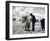 Yak and Sherpa, Nepal-Michael Brown-Framed Photographic Print