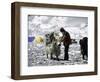 Yak and Sherpa, Nepal-Michael Brown-Framed Photographic Print